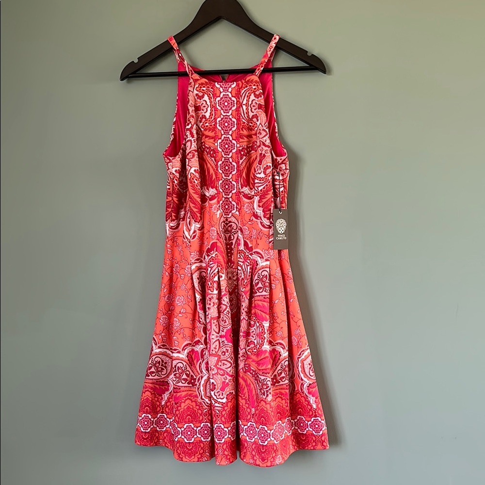 Vince Camuto Pink and Orange Paisley Dress